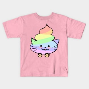 Pastel Rainbow Cat Poo Kids T-Shirt